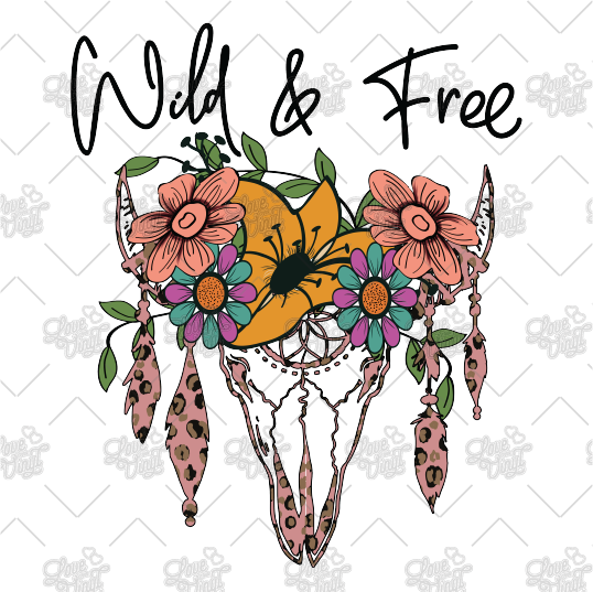 Wild & Free Cow Skull Decal LYVD_193