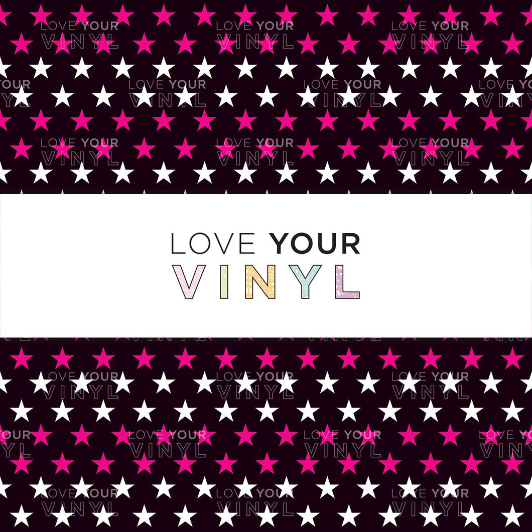 Black Pink and White Stars Patterned Vinyl LYV_107