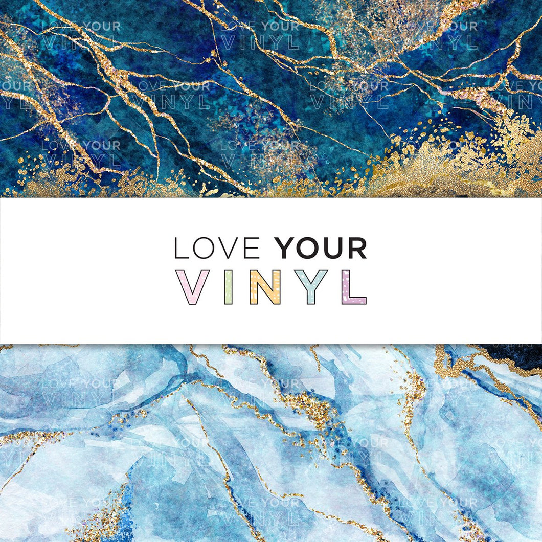 Blue Gold Mineral Abstract Gemstone Patterned Vinyl LYV_110