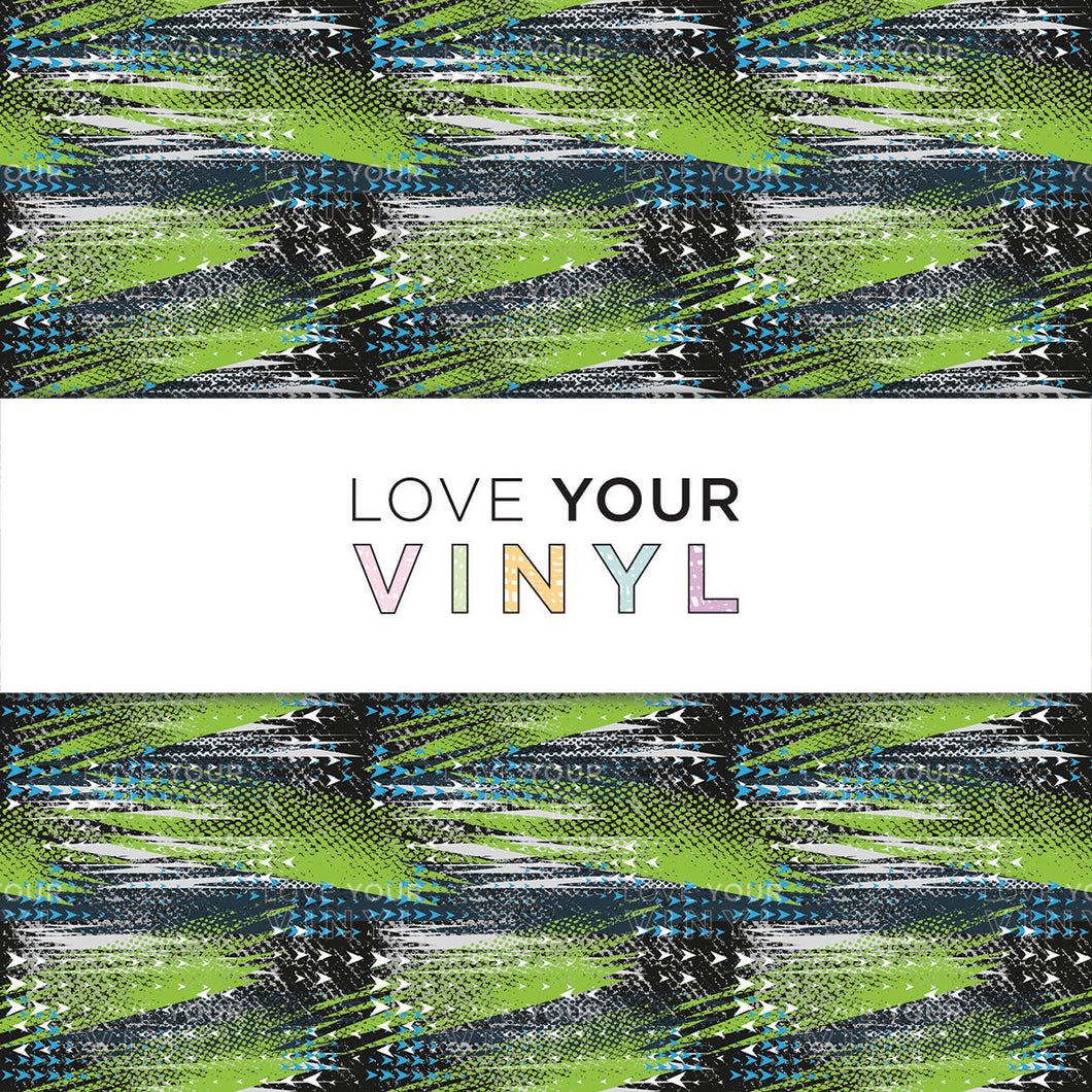 Abstract Green Blue Patterned Vinyl LYV_1558