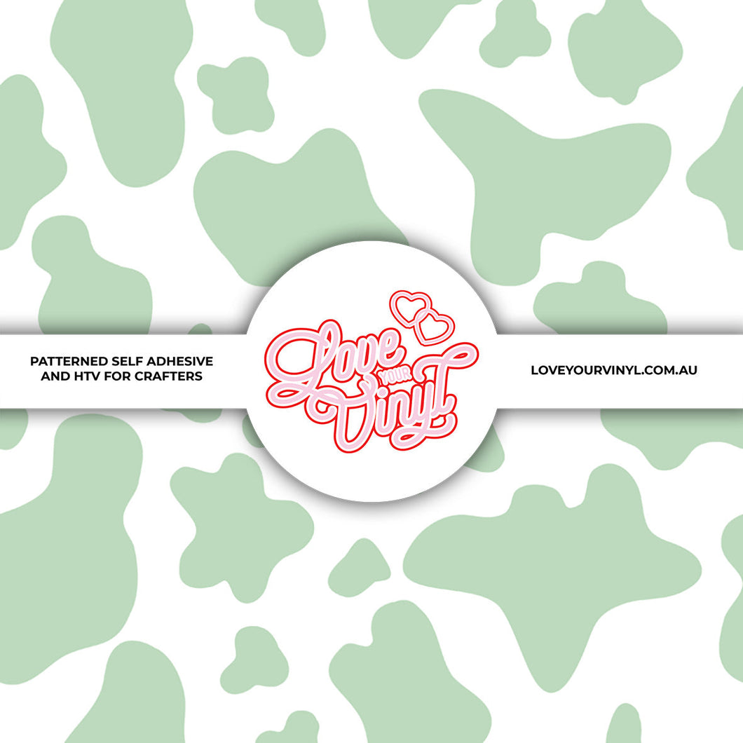 Green Cow Print Patterned Vinyl LYV_1608