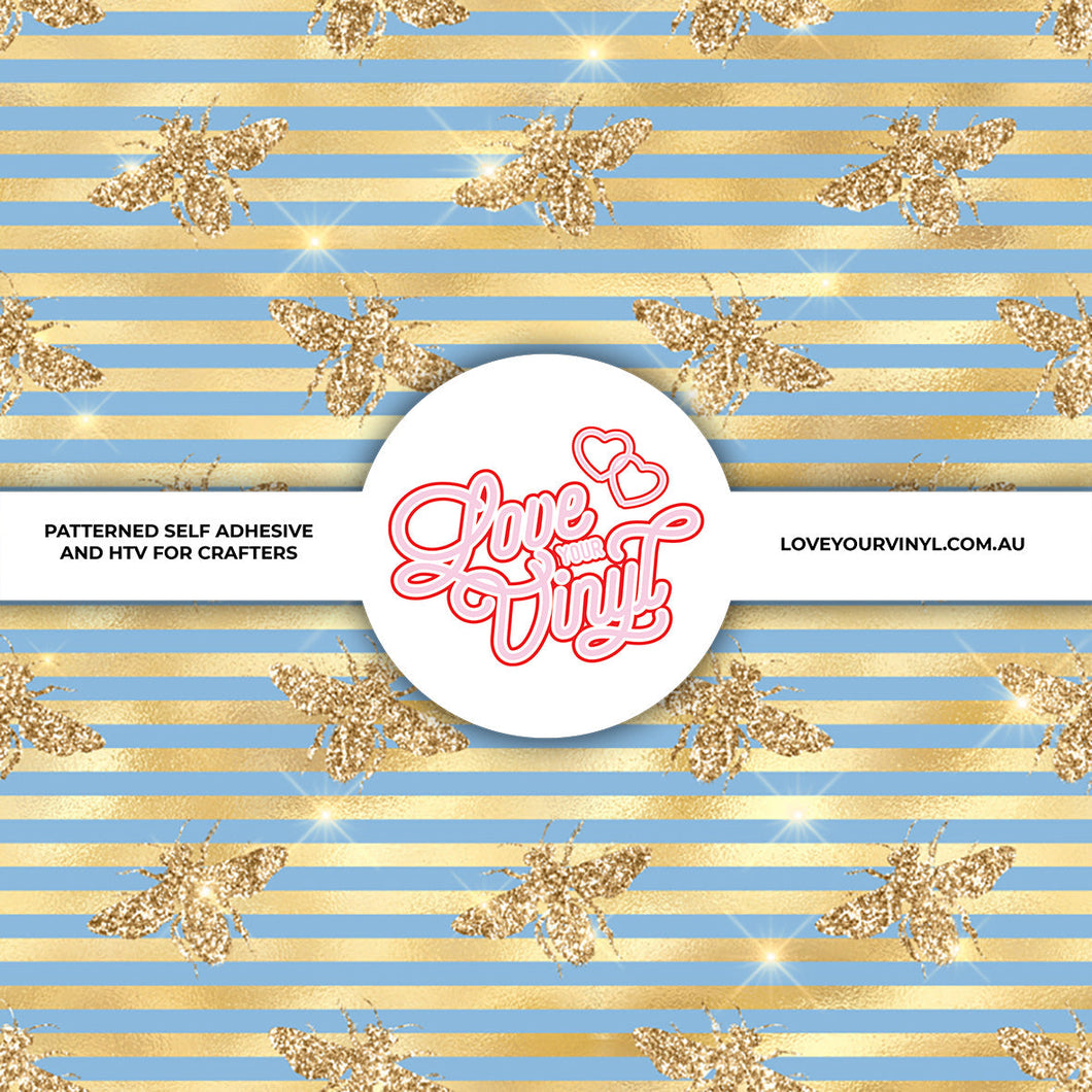 Blue gold bees Patterned Vinyl LYV_1653