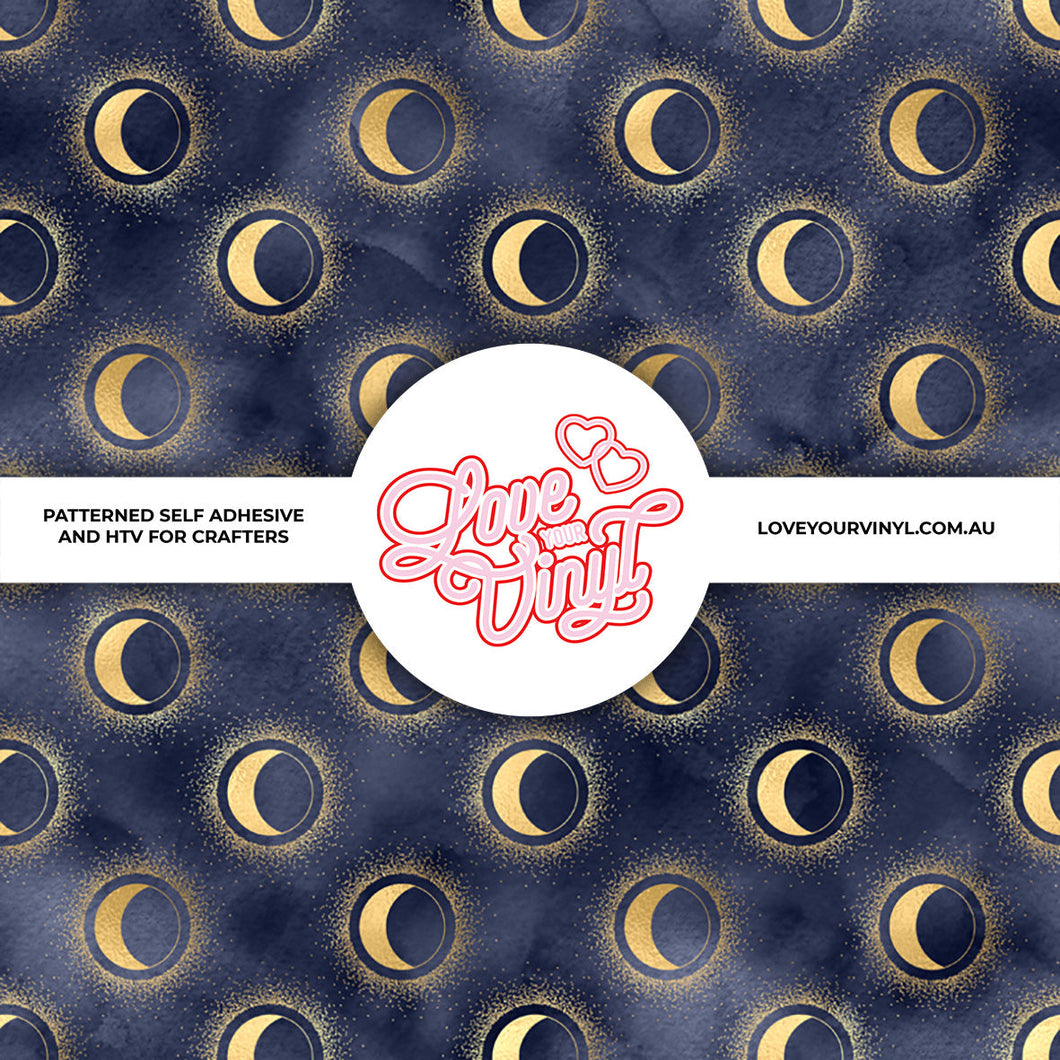 Navy Celestial Moon Patterned Vinyl LYV_1657