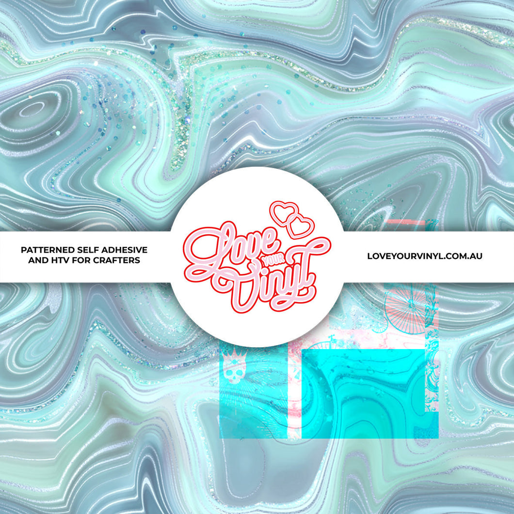 Blue Swirl Glitter Patterned Vinyl LYV_1670