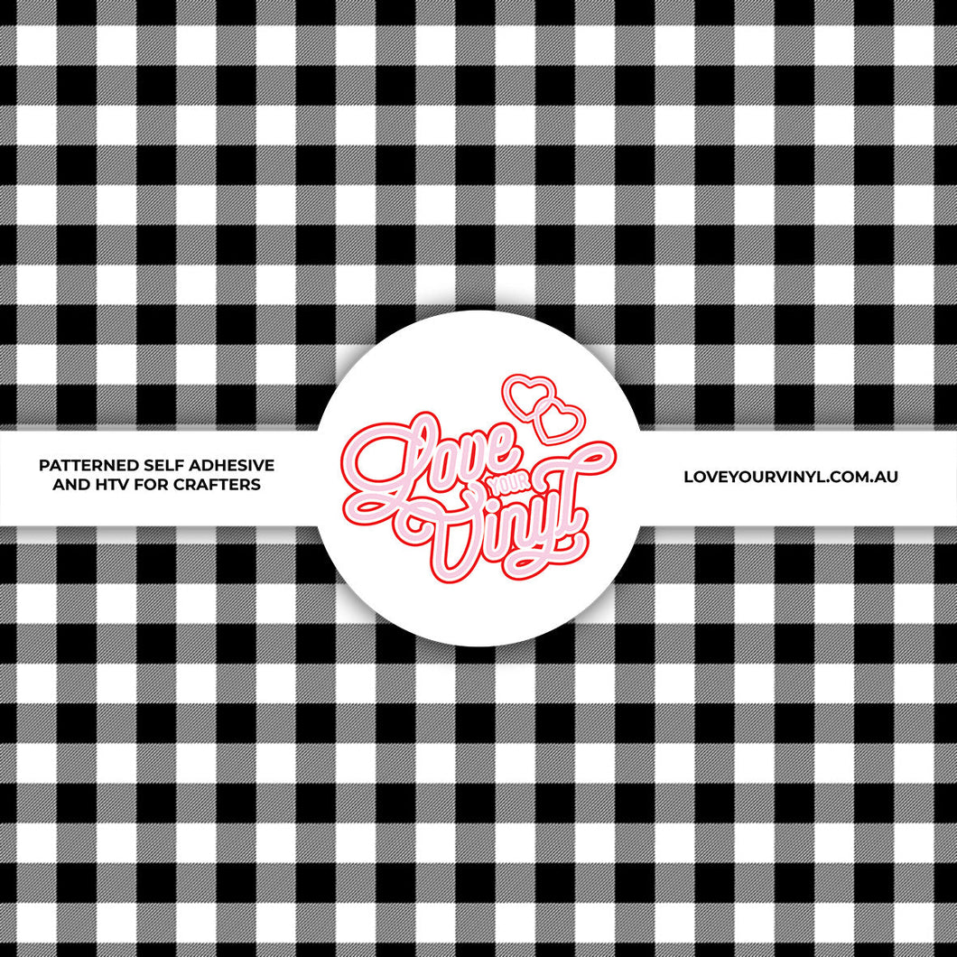 Black and White Gingham Patterned Vinyl LYV_1677