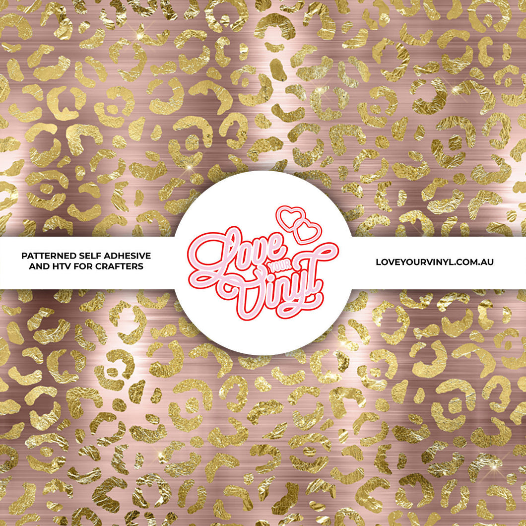 Chrome Rose Gold Leopard Print Patterned Vinyl LYV_1695