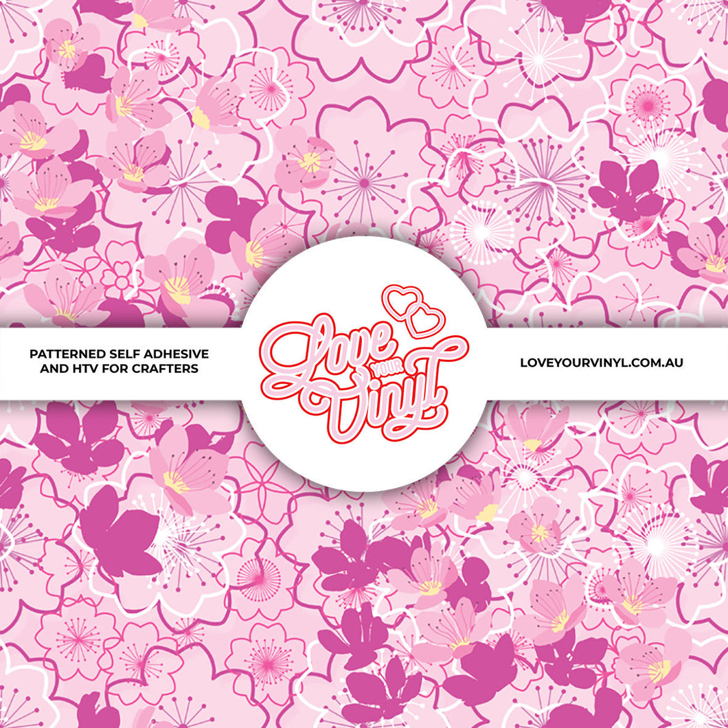 Pink Floral Patterned Vinyl LYV_1710