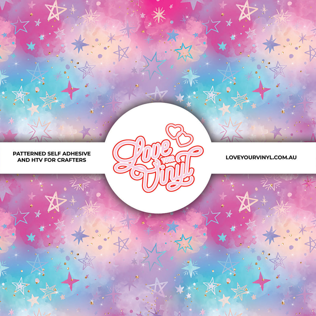 Pink Blue Watercolour Stars Vinyl LYV_1739