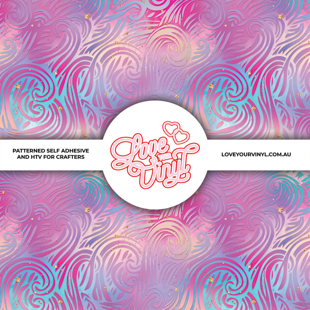 Abstract Swirl Pink Blue Patterned Vinyl LYV_1743