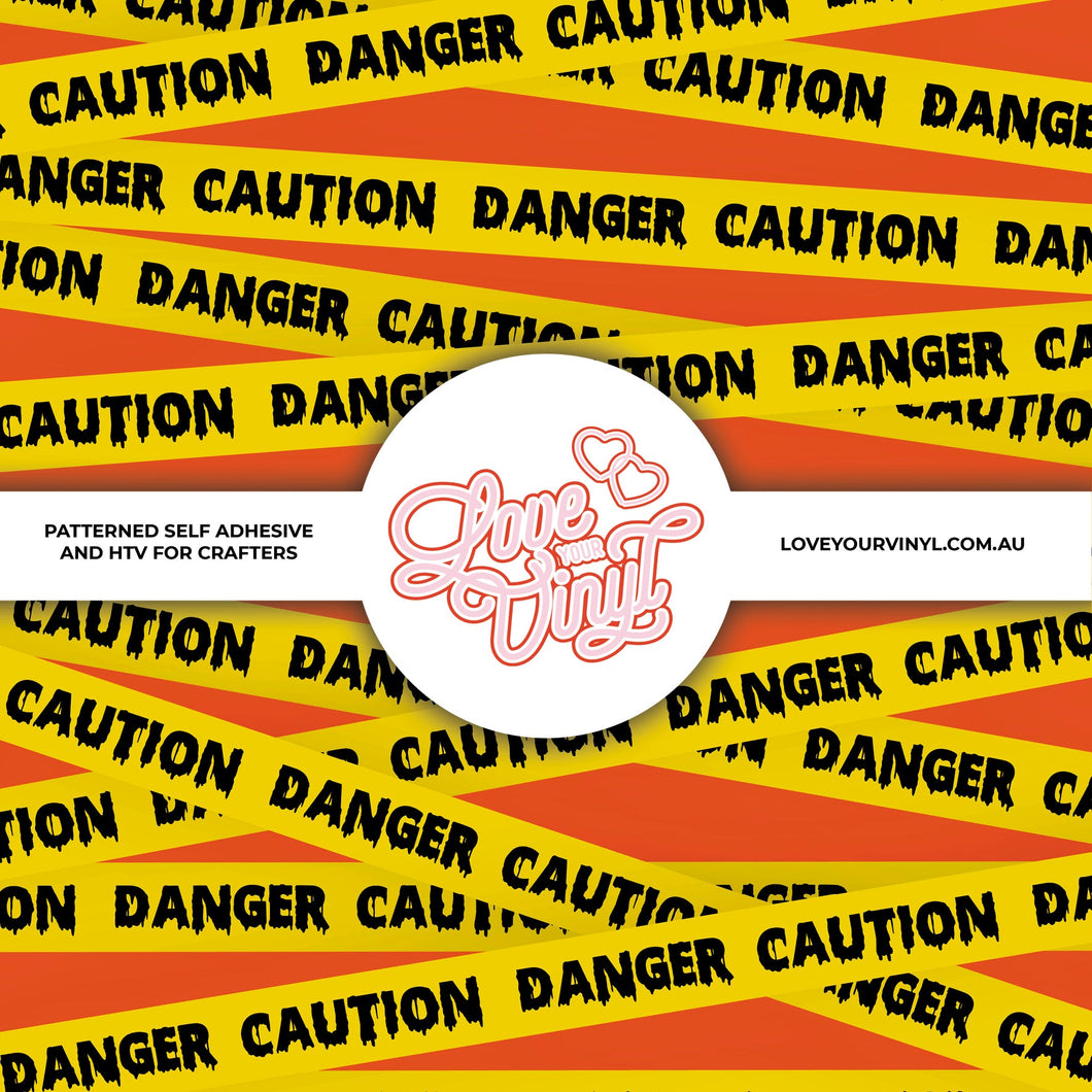 Halloween Caution Tape Patterned Craft Vinyl LYV_1807