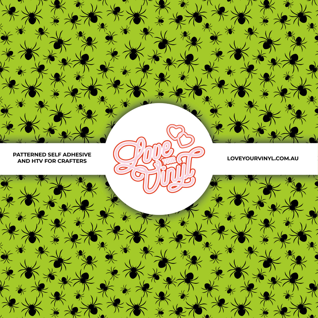 Halloween Green Spiders Patterned Craft Vinyl LYV_1813