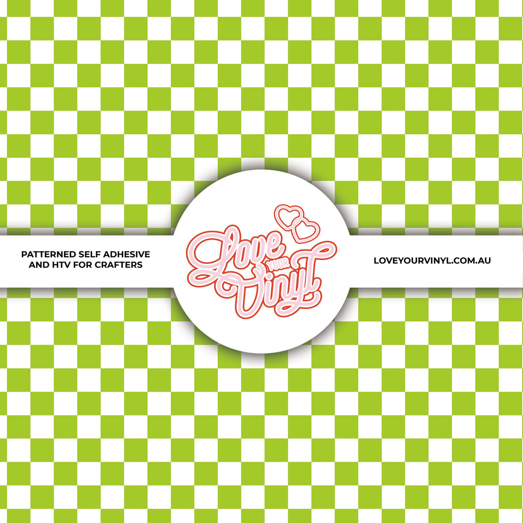 Halloween Green Grid Check Print Patterned Craft Vinyl LYV_1817