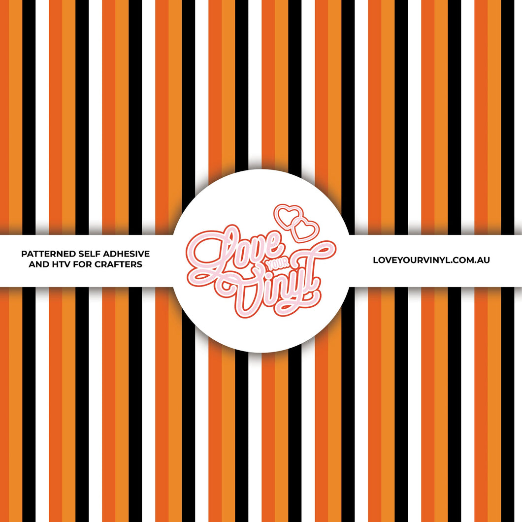 Halloween Orange & Black Stripes Patterned Craft Vinyl LYV_1823