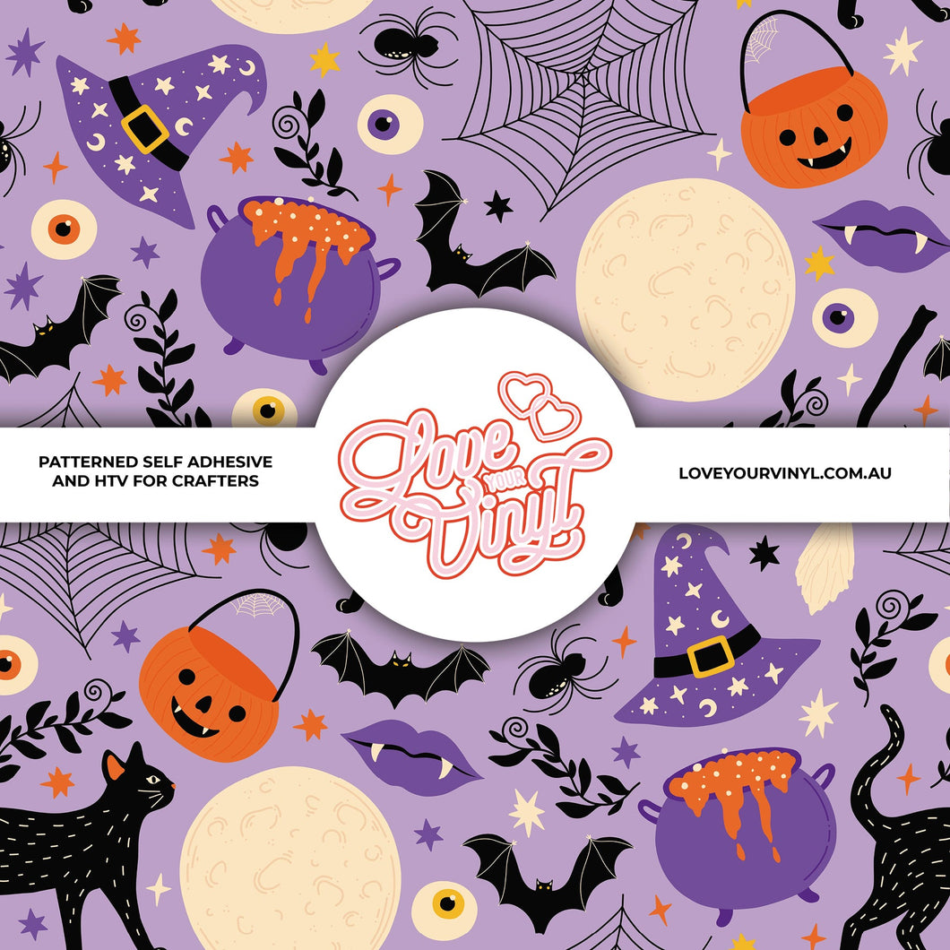Halloween Pastel Witches Cauldron Patterned Craft Vinyl LYV_1835