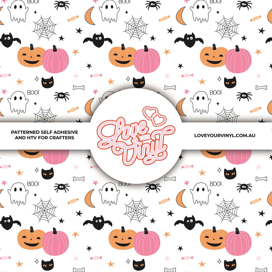 Halloween Cute Pumpkins & Ghosts Patterned Craft Vinyl LYV_1849
