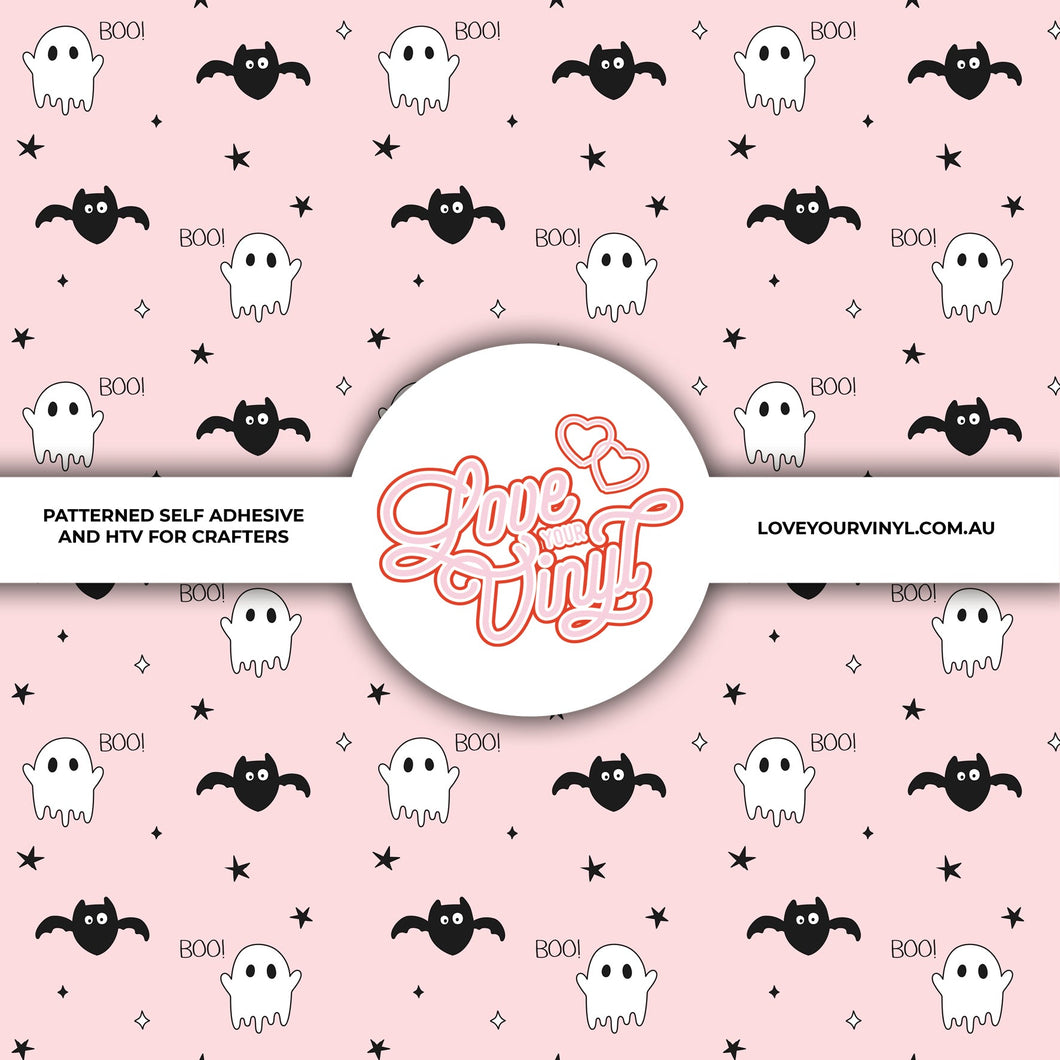 Halloween Pink Bats & GhostsPatterned Craft Vinyl LYV_1851