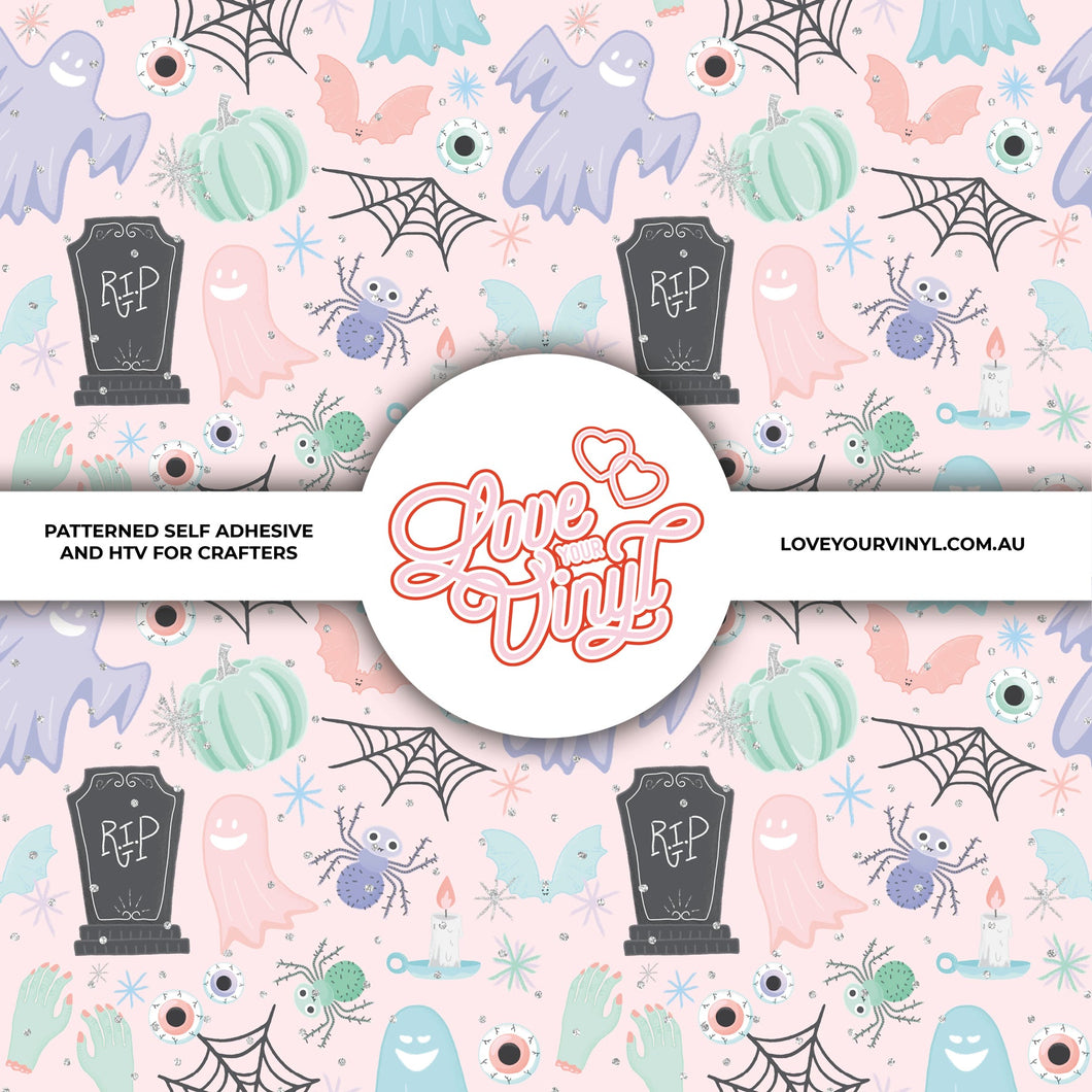 Halloween Pastel Cute Ghosts Patterned Craft Vinyl LYV_1852