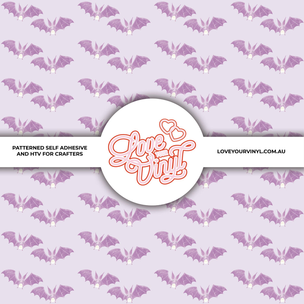 Halloween Pastel Purple Bats Patterned Craft Vinyl LYV_1858