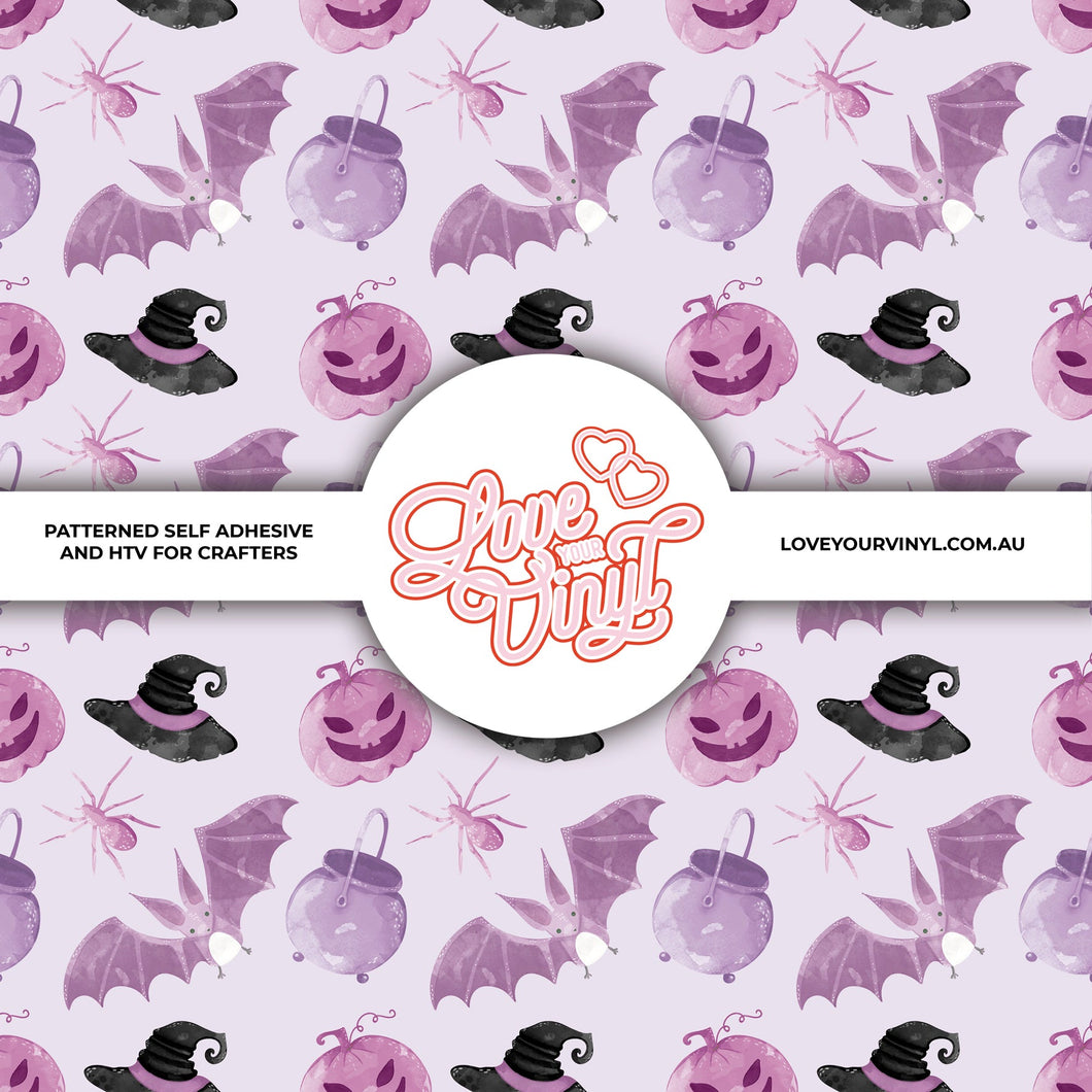 Halloween Pumpkin & Bats Patterned Craft Vinyl LYV_1862