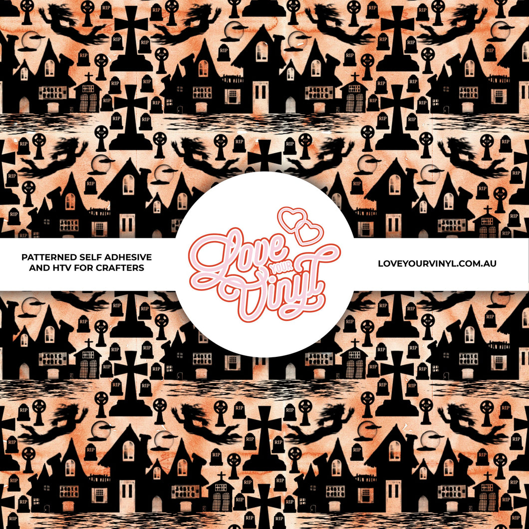 Patterned Haunted House Patterned Craft Vinyl LYV_1867