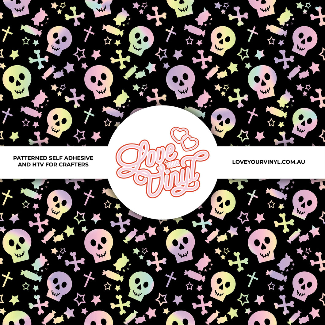 Halloween Skulls & Crossbones Patterned Vinyl LYV_1874