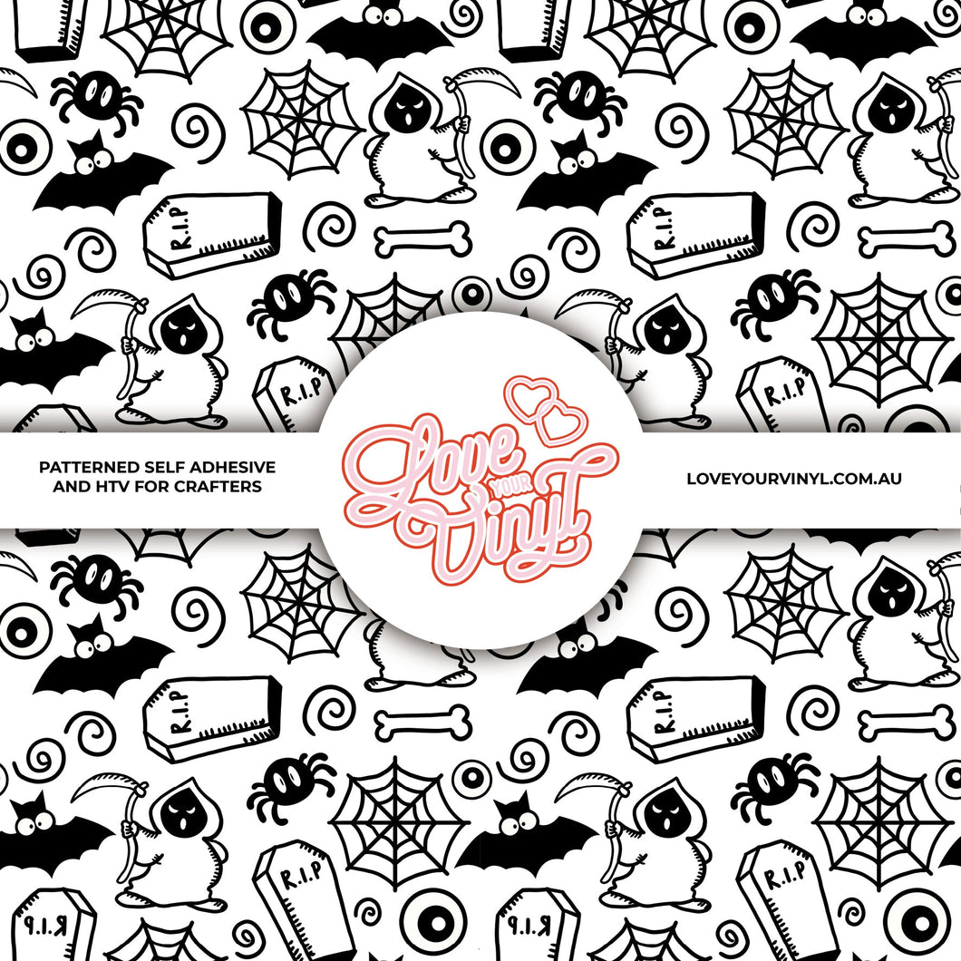 Halloween Bats & Spiders Patterned Craft Vinyl LYV_1880