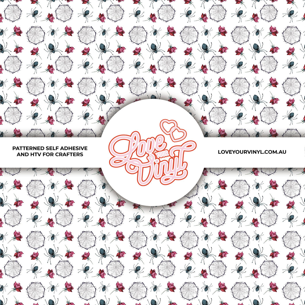 Halloween Spider Webs & Roses Patterned Vinyl LYV_1885