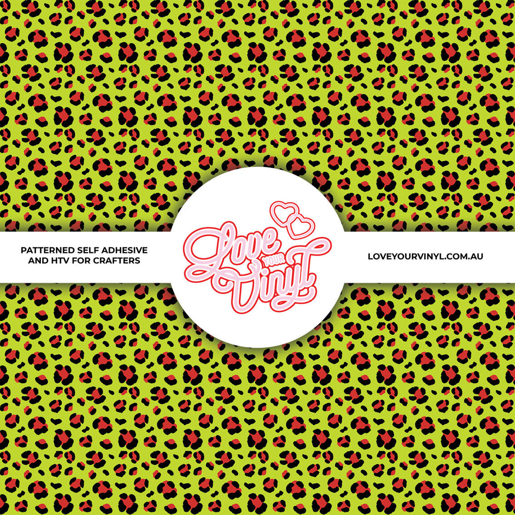 Neon Leopard Print Green Pink Patterned Vinyl LYV_1983