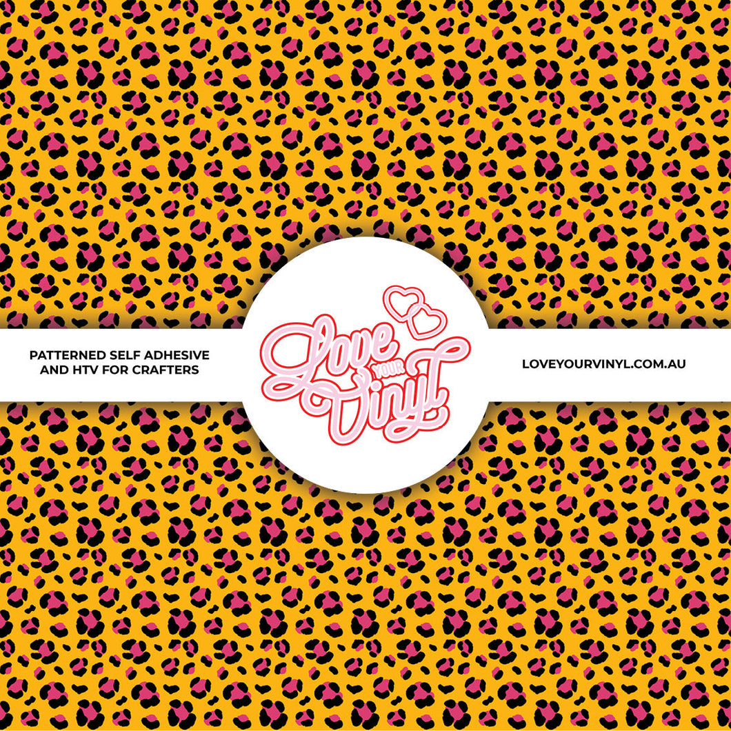 Neon Leopard Print Orange Pink Patterned Vinyl LYV_1984