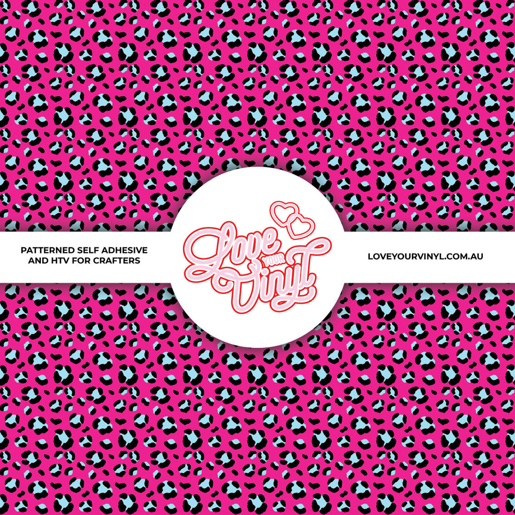 Neon Leopard Print Pink Blue Patterned Vinyl LYV_1986