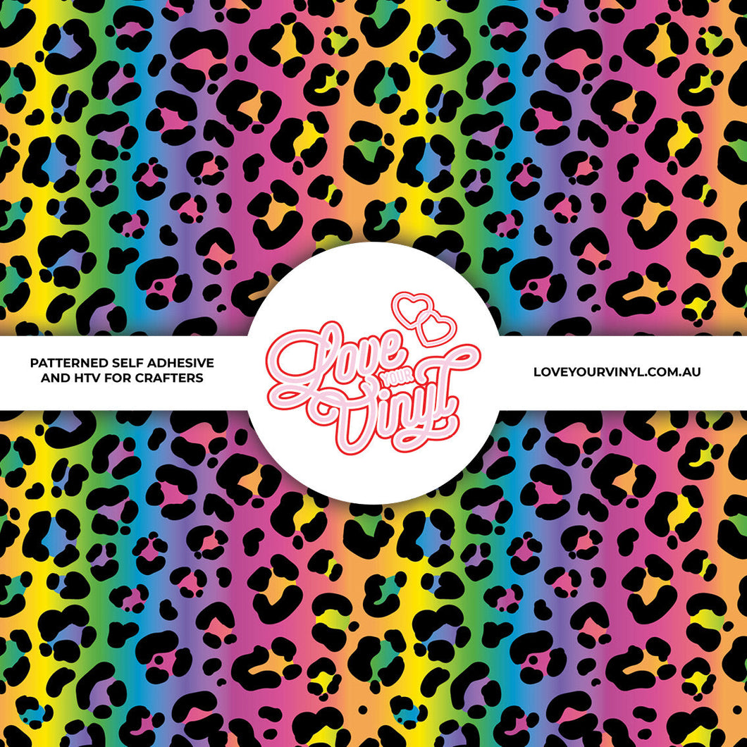 Rainbow Leopard Print Patterned Vinyl LYV_1992