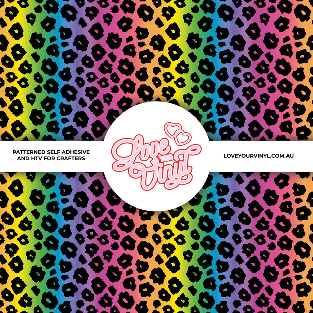 Rainbow Leopard Print Patterned Vinyl LYV_1993