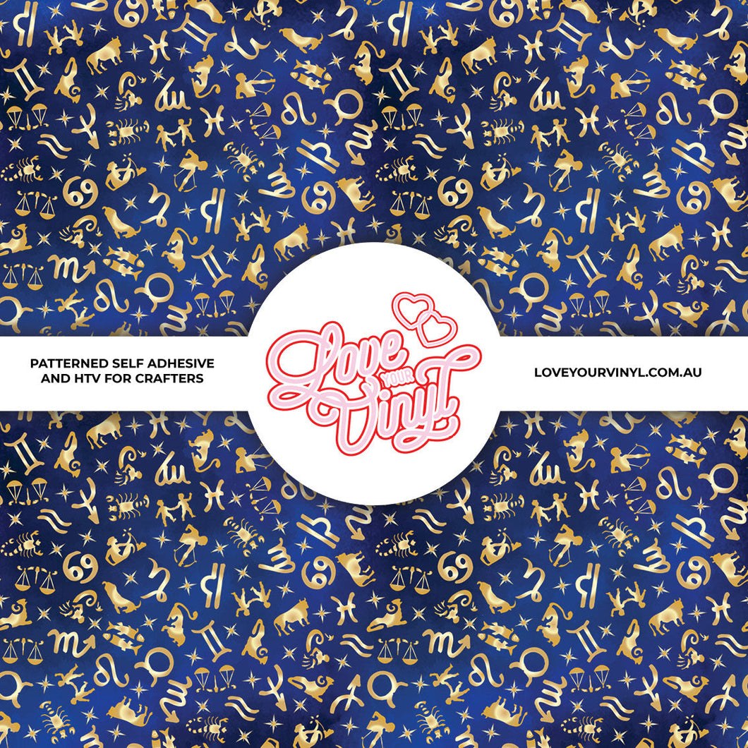 Blue Astrology Patterned Vinyl LYV_2064
