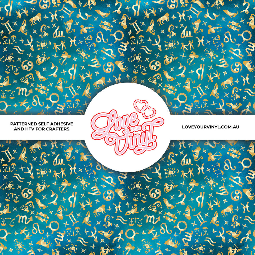 Teal Astrology Patterned Vinyl LYV_2067