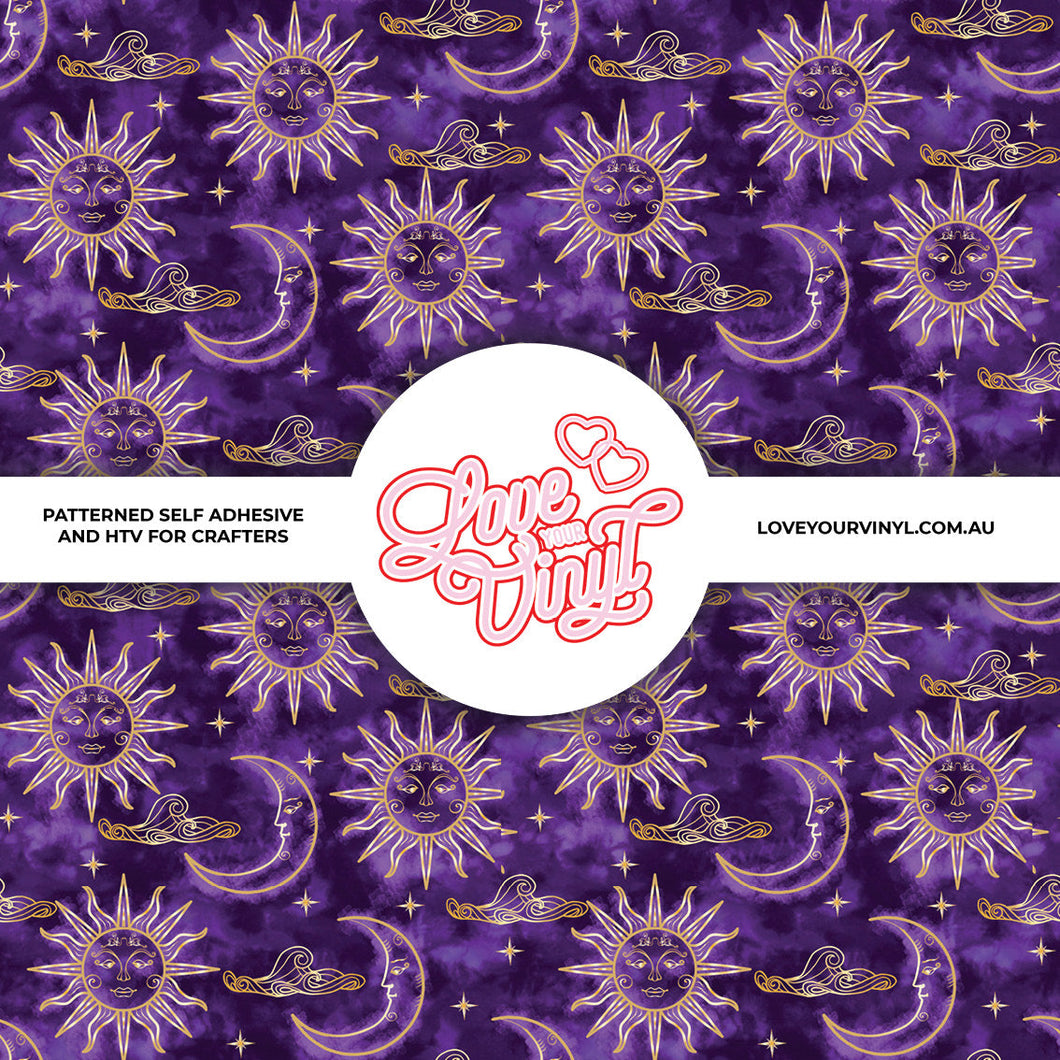 Purple Sun and Moon Patterned Vinyl LYV_2069