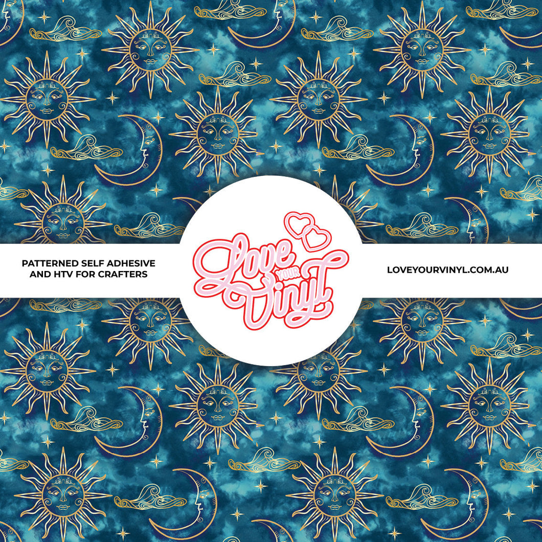 Blue Sun and Moon Patterned Vinyl LYV_2071