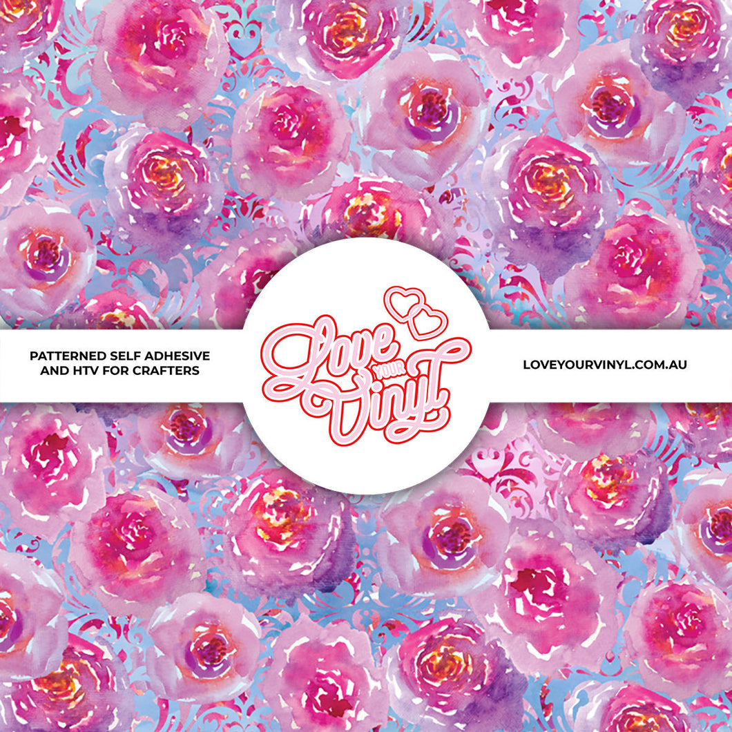 Pink Purple Watercolour Floral Patterned Vinyl LYV_207
