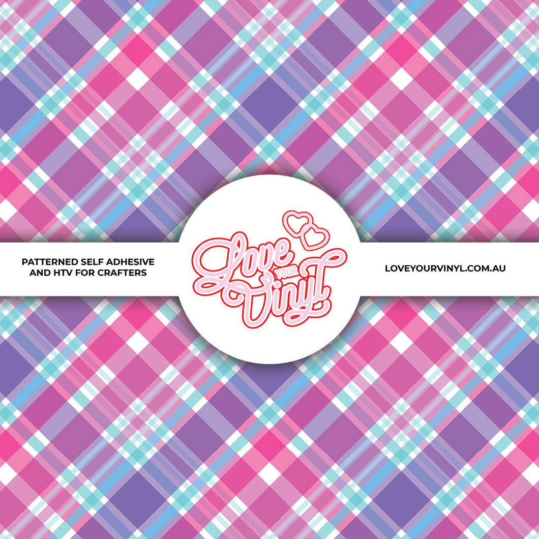 Purple Pink Blue Check Patterned Vinyl LYV_2100