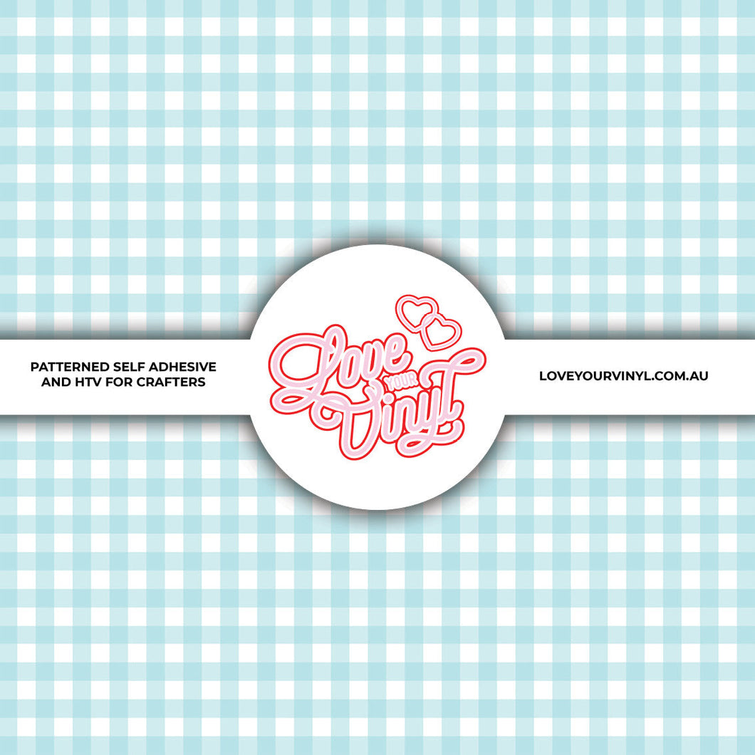 Pastel Gingham Blue Patterned Vinyl LYV_2107