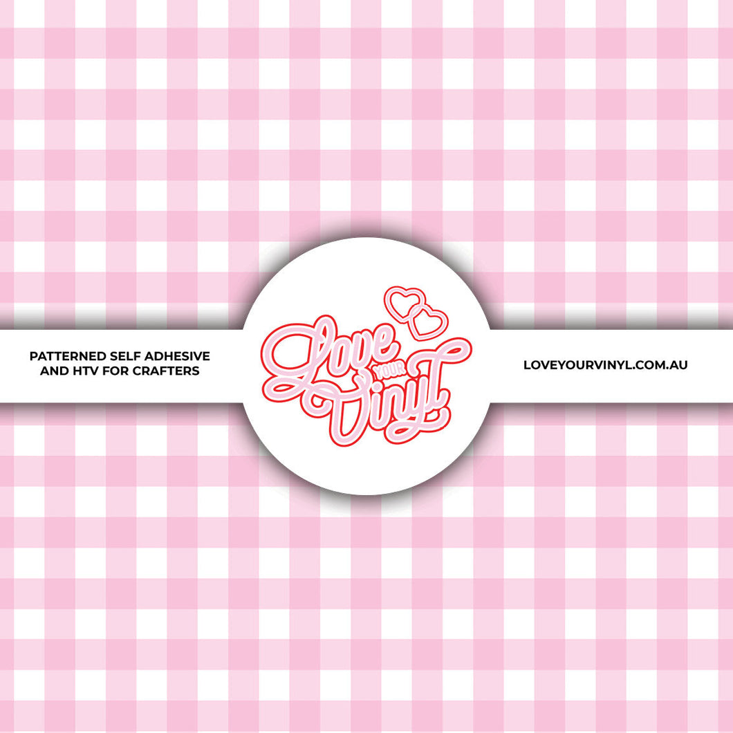 Pastel Gingham Pink Patterned Vinyl LYV_2112