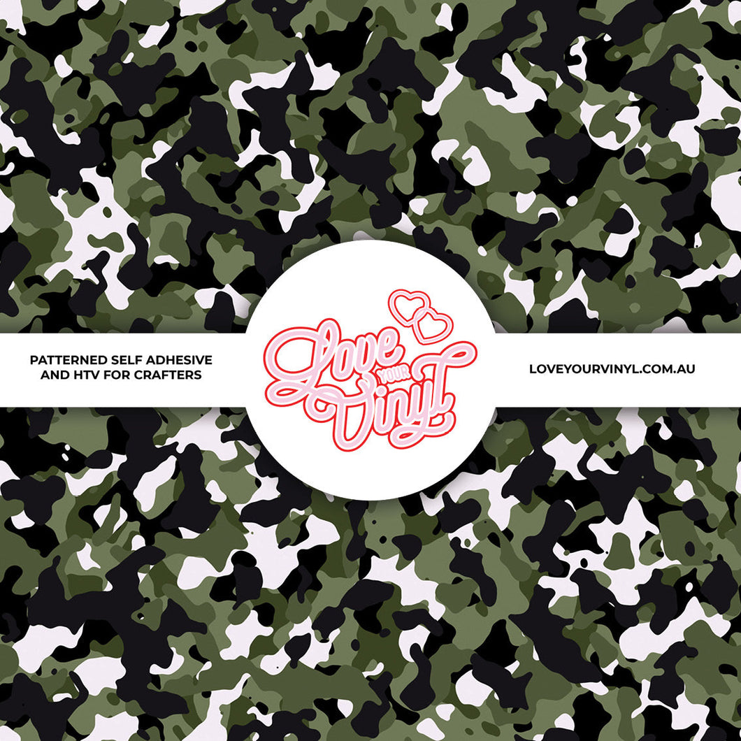 Camo Black Green Patterned Vinyl LYV_2127