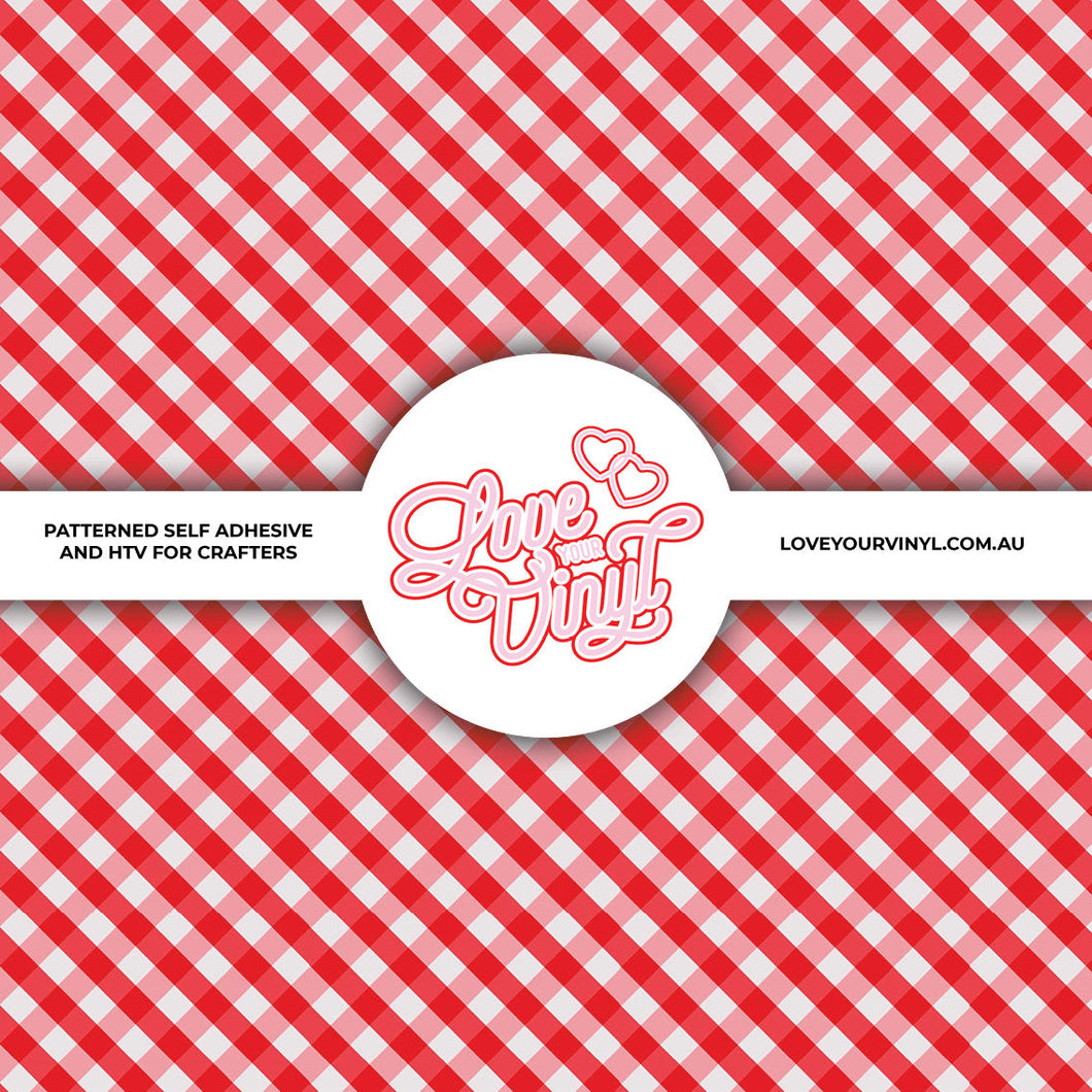 Cowboys and Space Toy Red Check Patterned Vinyl LYV_2160