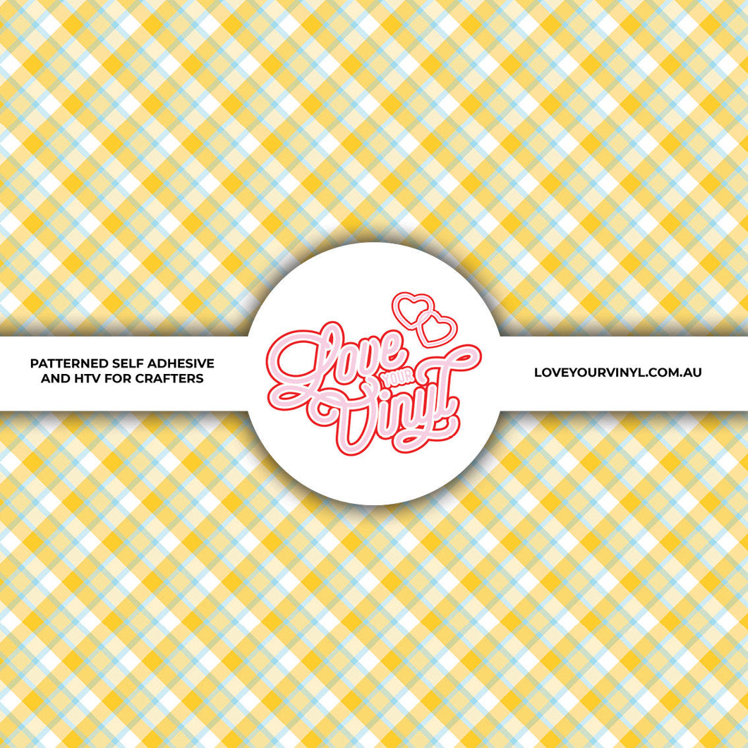 Blue and Yellow Check Patterned Vinyl LYV_2173