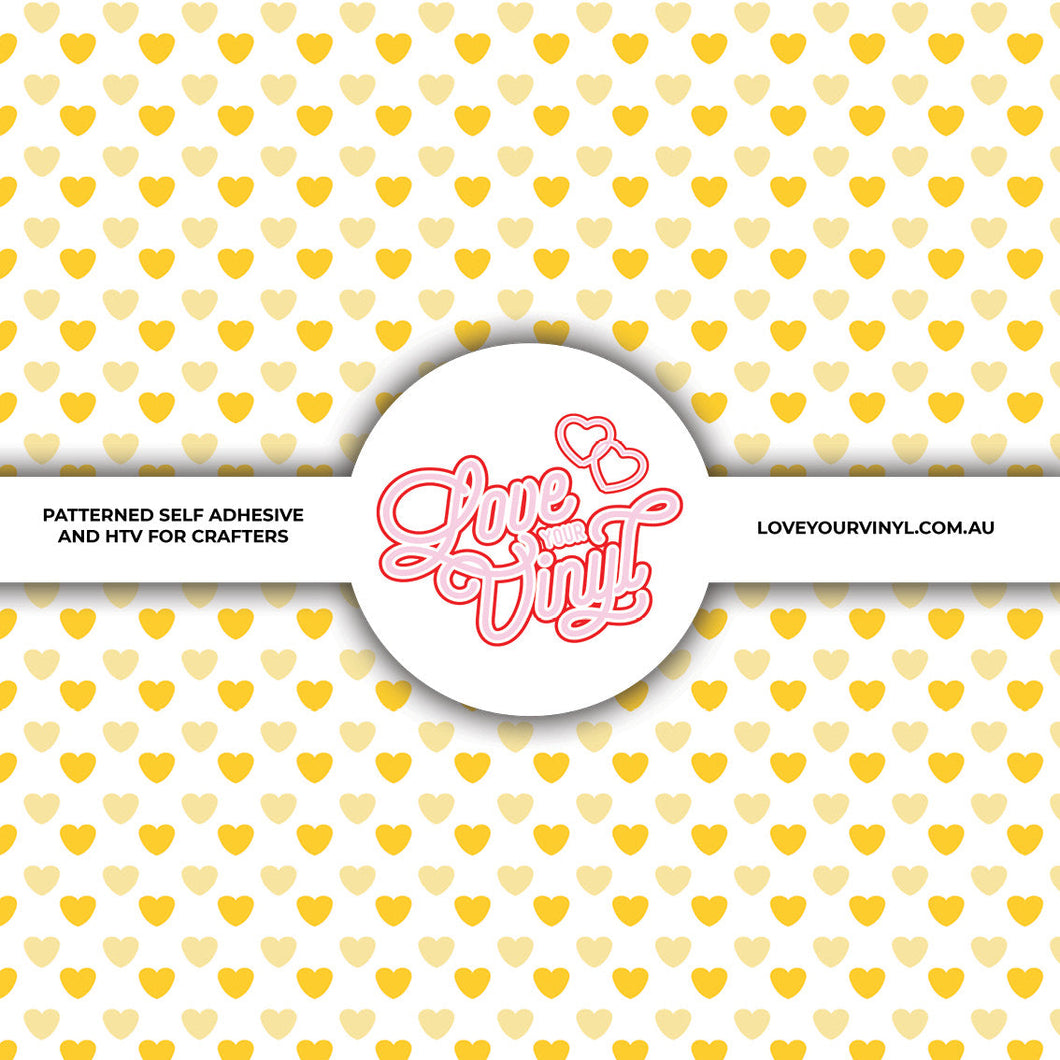 Pastel Yellow Love Heart Patterned Craft Vinyl LYV_2176