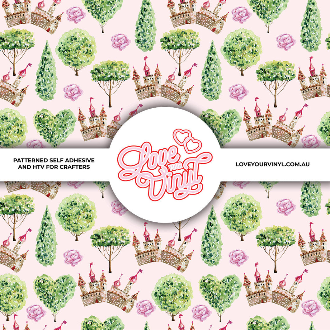 Pink Princess Castle Patterned Craft Vinyl LYV_2188