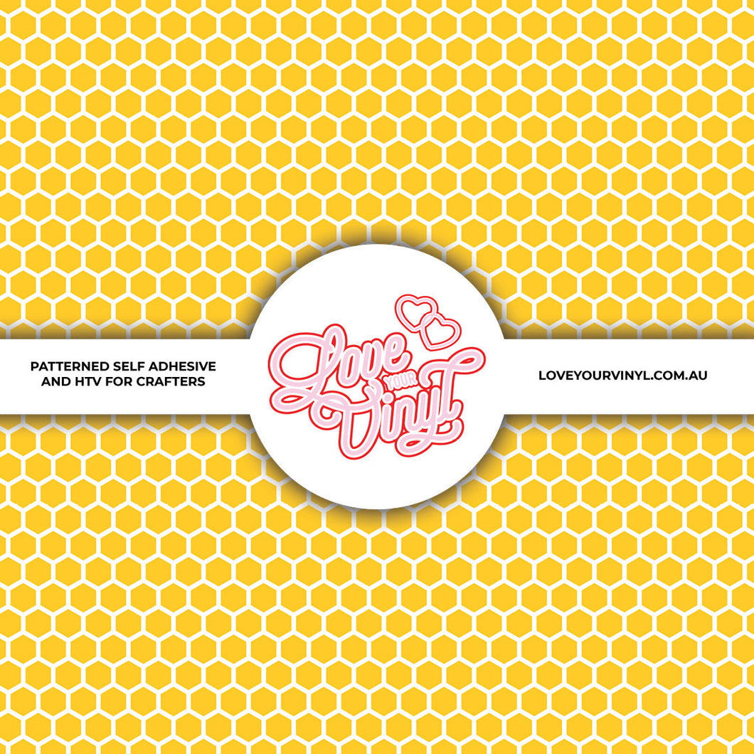 Yellow Honeycomb Bees Patterned Craft Vinyl LYV_2193
