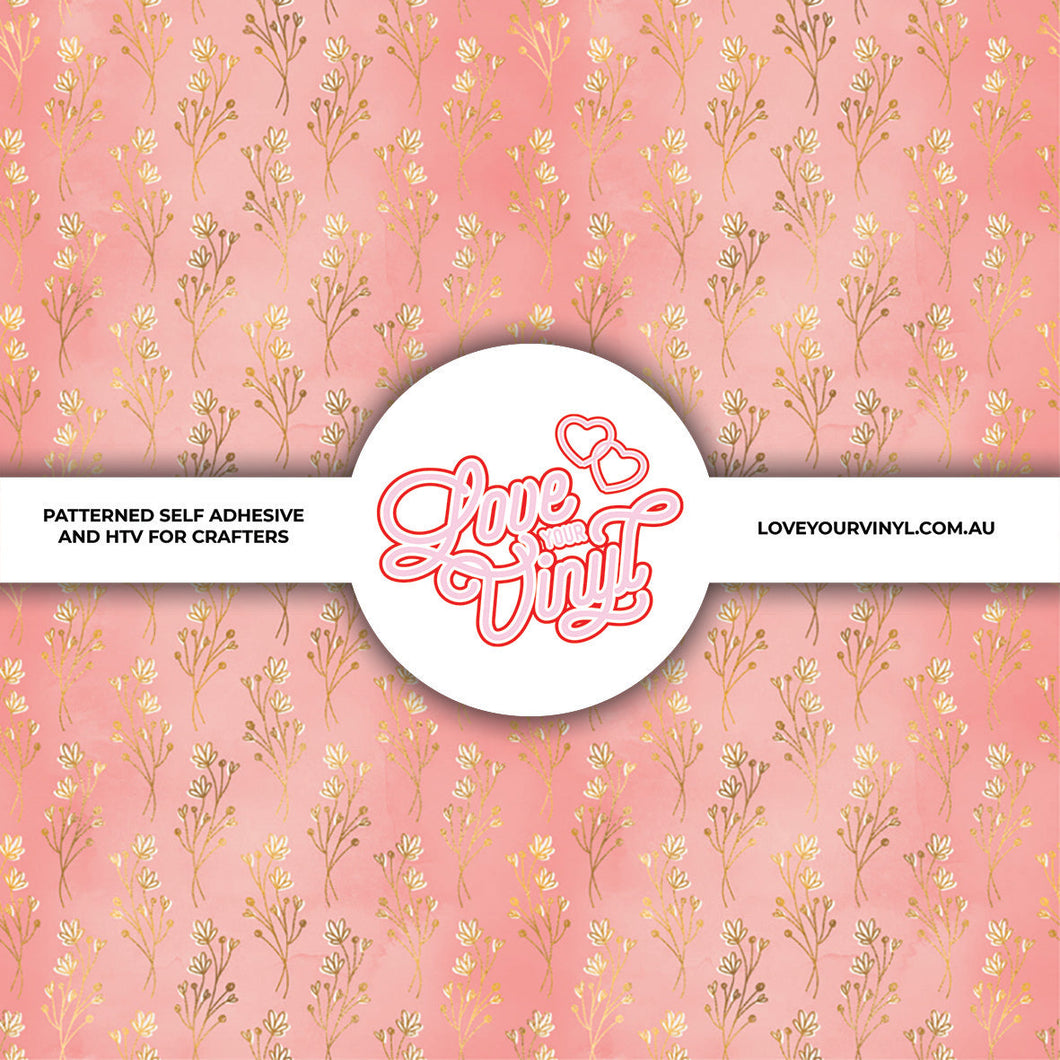 Pink gold Floral Patterned Vinyl LYV_220
