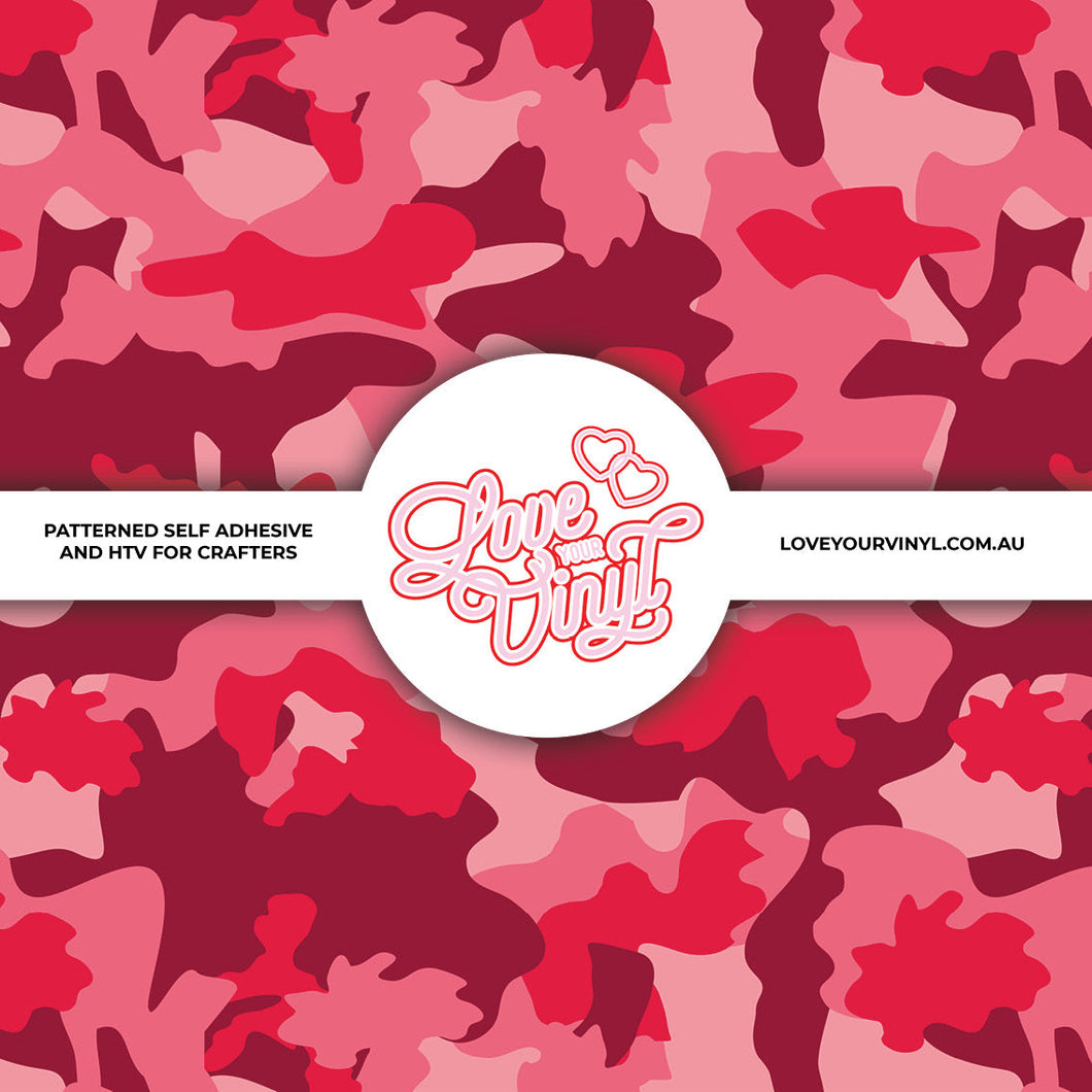 Pink Red Camo Patterned Vinyl LYV_2219