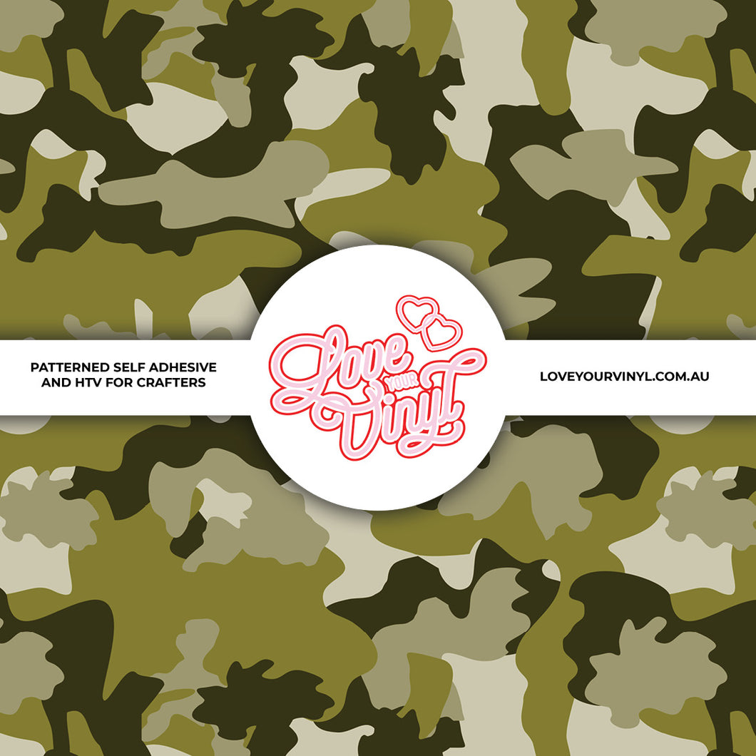 Army Green Camo Patterned Vinyl LYV_2225