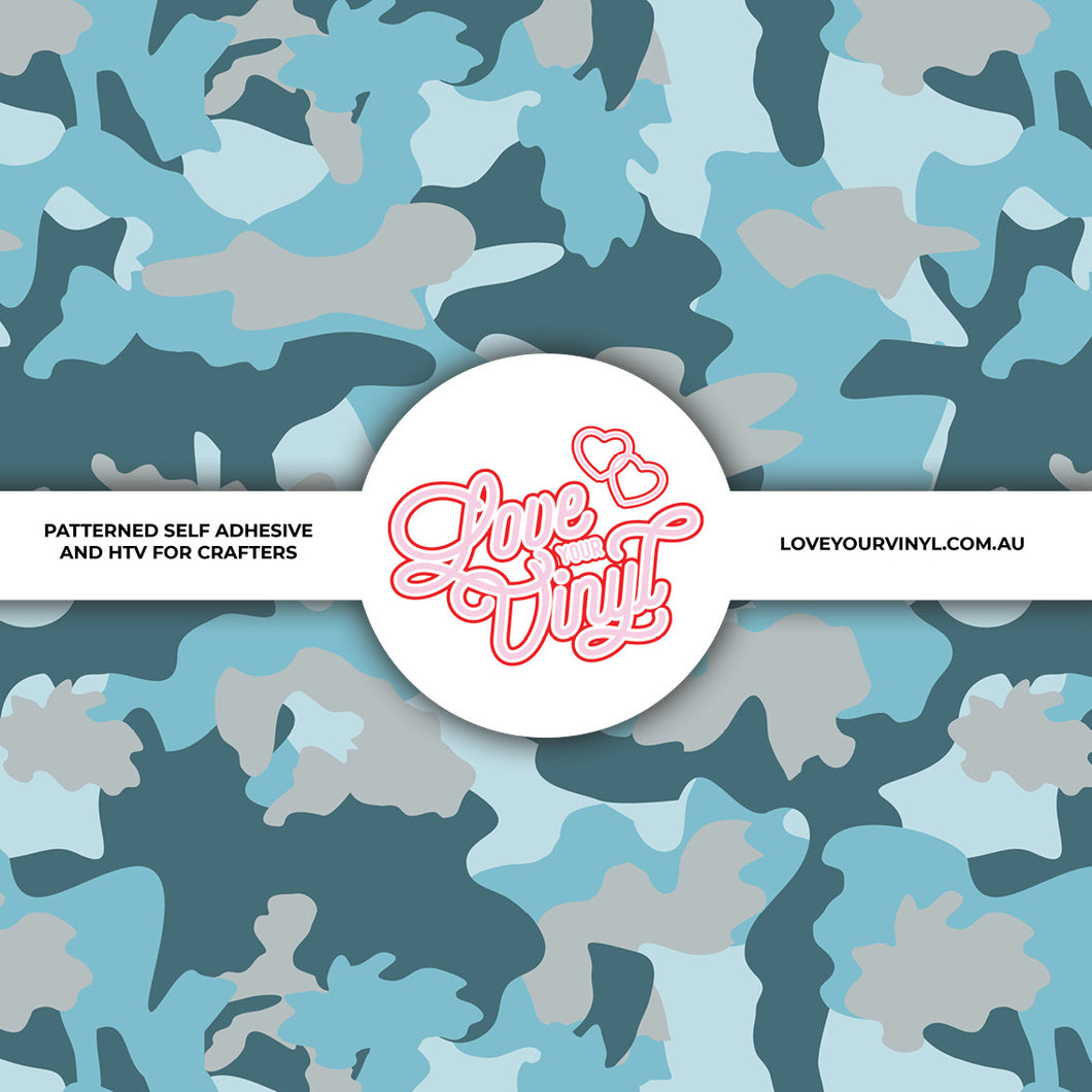Blue Camo Patterned Vinyl LYV_2228